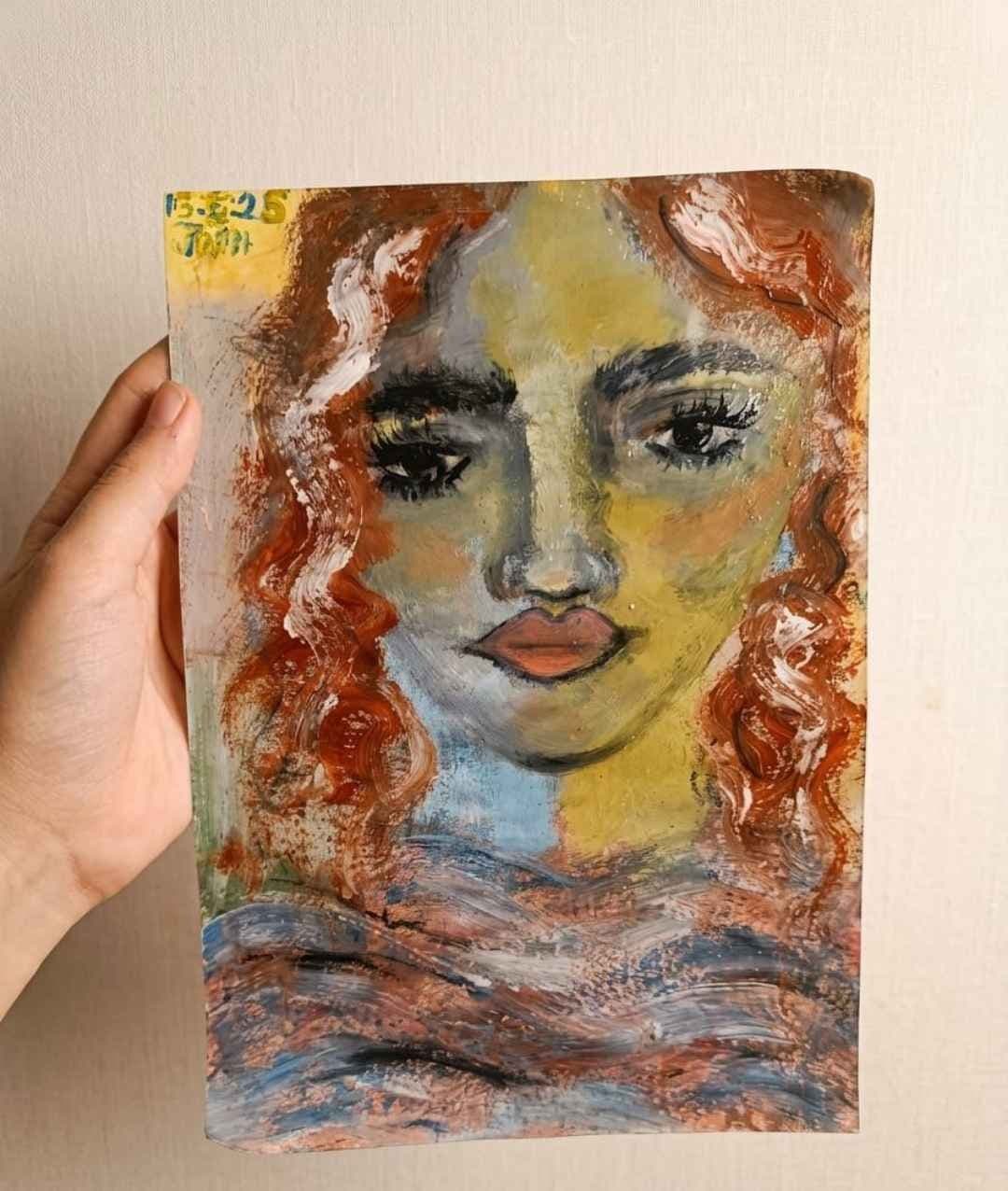 Original Expressionist Portre Eskizi-El Yapımı sanat